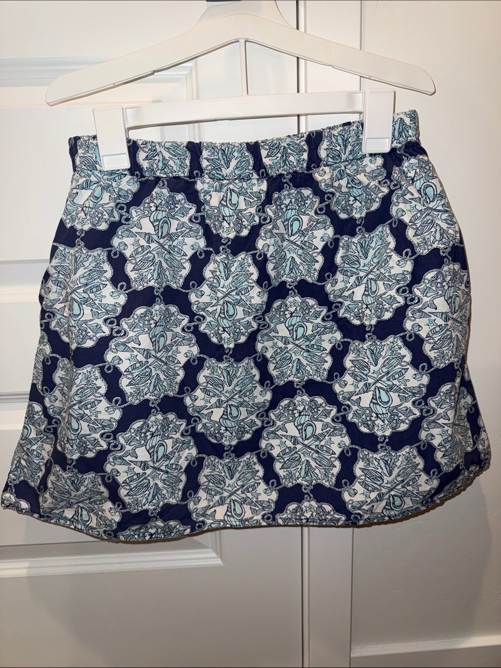 Lilly Pulitzer Navy, White & Teal Printed Mini Skirt